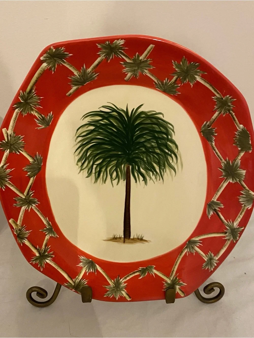 Pacific Rim Handpainted Ceramic Plate - Cream Trio - Picture 3 of 7